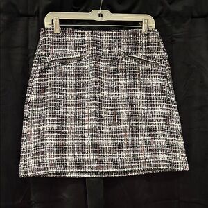LOFT Black, Purple, and White Tweed Mini Skirt